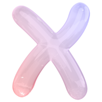 Gradient bubble letter X font 3d render png