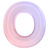 Gradient bubble letter O font 3d render png