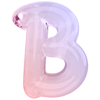 Gradient bubble letter B font 3d render png