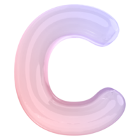 Gradient bubble letter C font 3d render png
