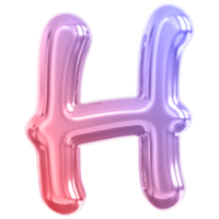 Gradient bubble letter H font 3d render png