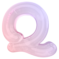 Gradient bubble letter Q font 3d render png
