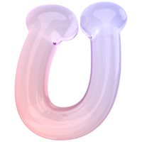 pendenza bolla lettera u font 3d rendere png