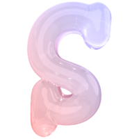 Gradient bubble letter S font 3d render png