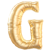 Gold bubble letter G font 3d render png