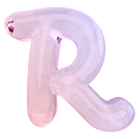 Gradient bubble letter R font 3d render png