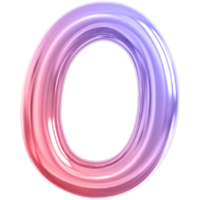 Gradient bubble letter O font 3d render png