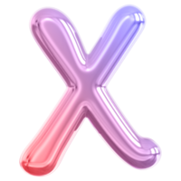 Gradient bubble letter X font 3d render png