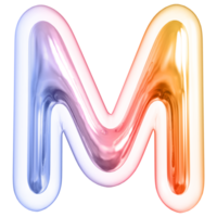 Gradient bubble letter M font 3d render png