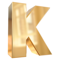 oro lettera K font 3d rendere png