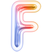 Gradient bubble letter F font 3d render png