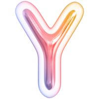 Gradient bubble letter Y font 3d render png