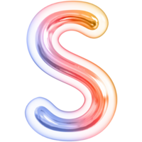 Gradient bubble letter S font 3d render png