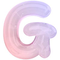 Gradient bubble letter G font 3d render png