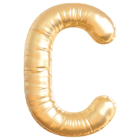 Gold bubble letter C font 3d render png