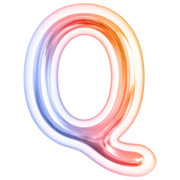 Gradient bubble letter Q font 3d render png