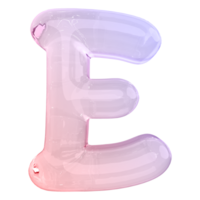 Gradient bubble letter E font 3d render png