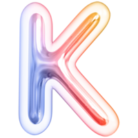 Gradient bubble letter K font 3d render png