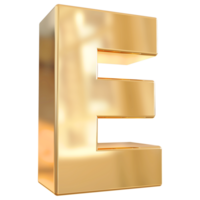 Gold letter E font 3d render png