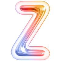 Gradient bubble letter Z font 3d render png