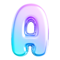 Gradient letter A font 3d render png