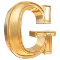 Gold letter G font 3d render png