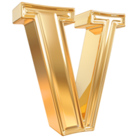 oro lettera v font 3d rendere png