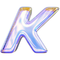 Gradient letter K font 3d render png