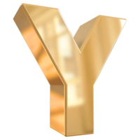 Gold letter Y font 3d render png