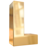 Gold letter L font 3d render png