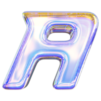 Gradient letter A font 3d render png