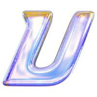 Gradient letter V font 3d render png