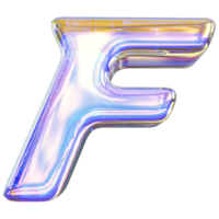 Gradient letter F font 3d render png