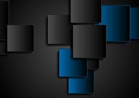 Black blue squares abstract tech geometric minimal background vector