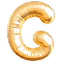 Gold bubble letter G font 3d render png