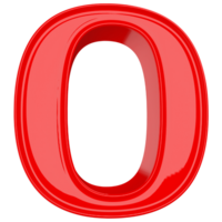 Red letter O font 3d render png