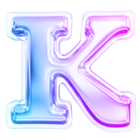 Gradient letter K font 3d render png