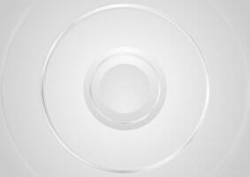 Grey abstract minimal circular background with glossy rings vector