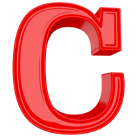 Red letter C font 3d render png