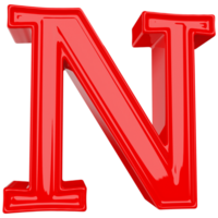 Red letter N font 3d render png