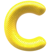 Gold bubble letter C font 3d render png