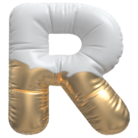 Gold bubble letter R font 3d render png