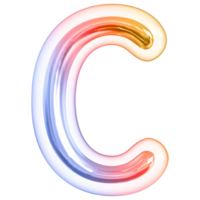 Gradient bubble letter C font 3d render png