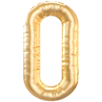 Gold bubble letter O font 3d render png