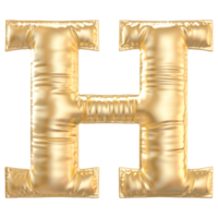 Gold bubble letter H font 3d render png