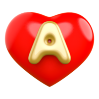 ouro amor carta uma Fonte 3d render png