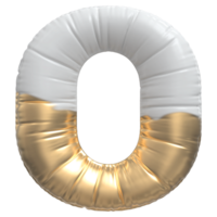 Gold bubble letter O font 3d render png