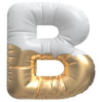 Gold bubble letter B font 3d render png