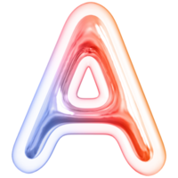 Gradient bubble letter A font 3d render png