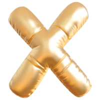 oro bolla lettera X font 3d rendere png